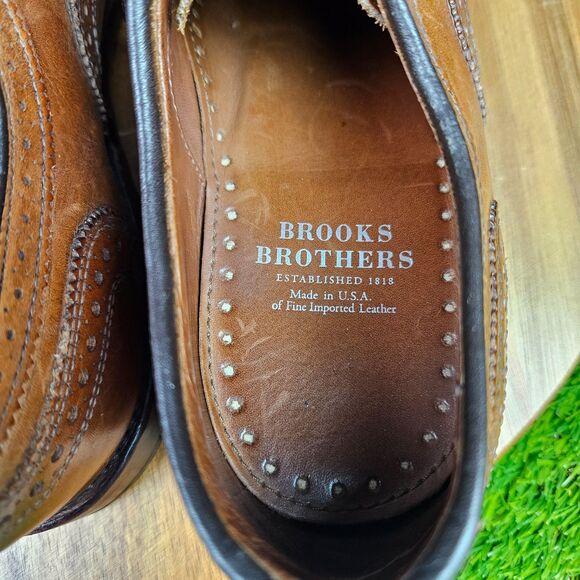Brooks Brothers Walnut Brown Leather Medallion Cap Toe Men Size 7.5 D Lace Up main image 15